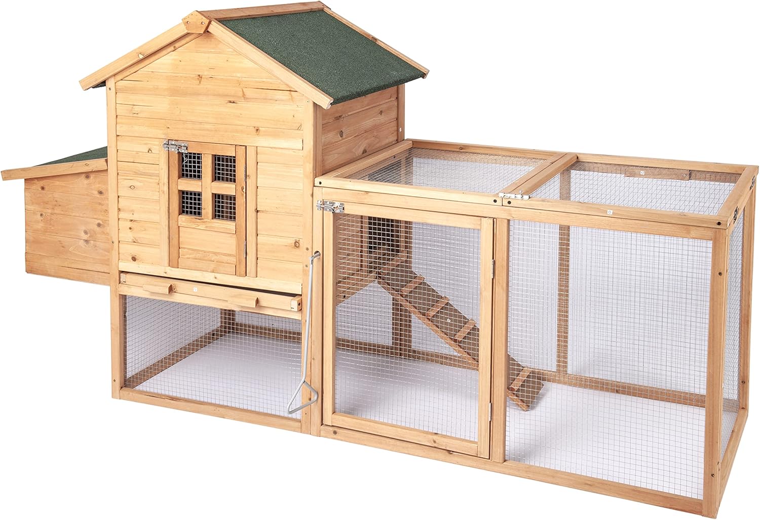 Wooden Chicken coop Pet Hen House Poultry Cage Hutch Small Animals Indoor Outdoor Backyard Nesting Box & Removable Tray, Natural Wood