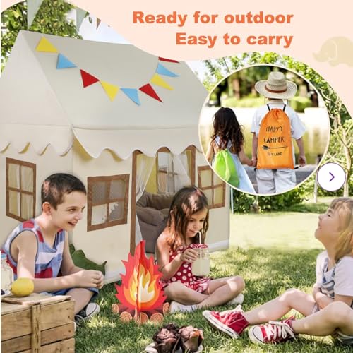 Kids Play Tent with Floor and Star Light, Indoor Outdoor Castle Playhouse I9927