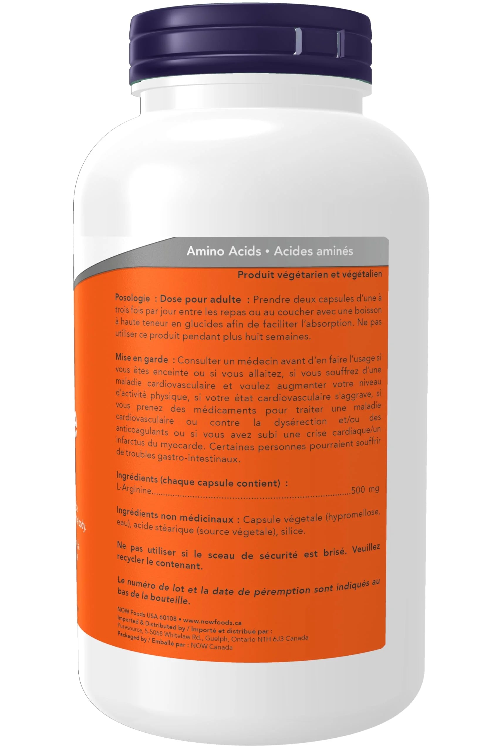 Now Supplements, L-Arginine 500 mg, 250 Veg Capsules Z184120