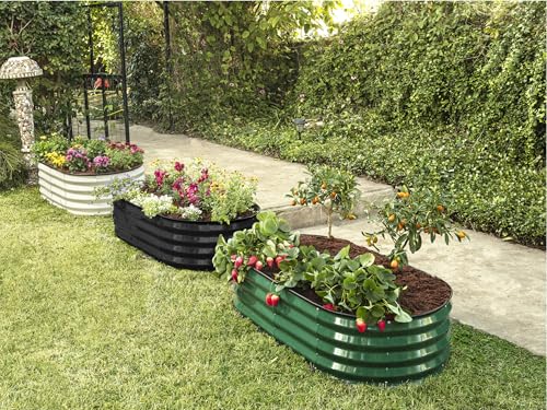Galvanized Raised Garden Bed 4×2×1 ft Metal Planter Box for Vegetables, Flowers M146044