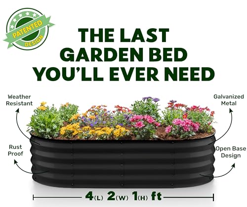 Galvanized Raised Garden Bed 4×2×1 ft Metal Planter Box for Vegetables, Flowers M146044