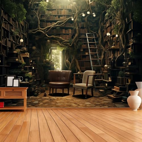QGHOT Medieval Bookshelf Tapestry Vintage Library Wall Hanging P36533