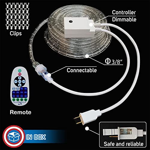 Russell Decor LED Rope Lights Red White Blue 30ft with Remote Control C9460