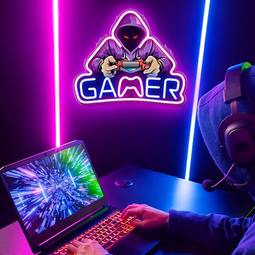 Kavaas Gaming Neon Sign Mushroom Wall Decor for Game Room, Red K6405
