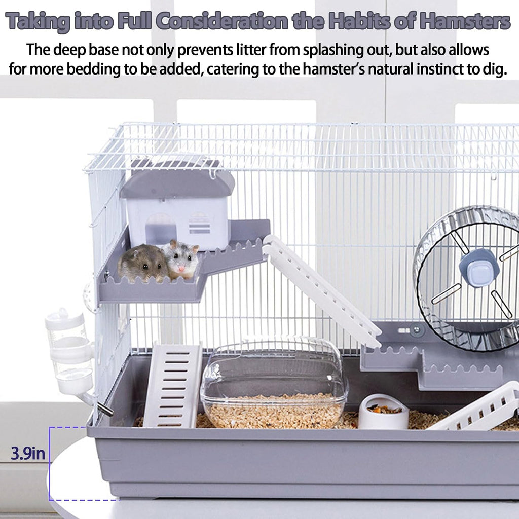 kathson Hamster Cage with Accessories, 3-Level, Grey E233111