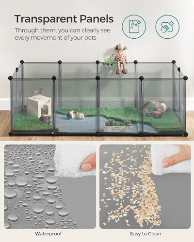 SONGMICS Pet Playpen with Floor, Small Animal Pen, White N29964