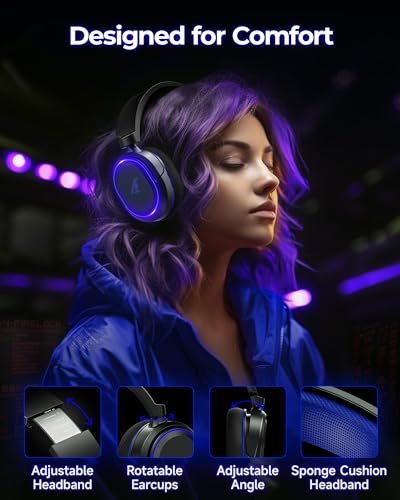 Wireless Gaming Headset 7.1 Surround Sound Bluetooth for PC PS5 PS4 Mac Switch G754169