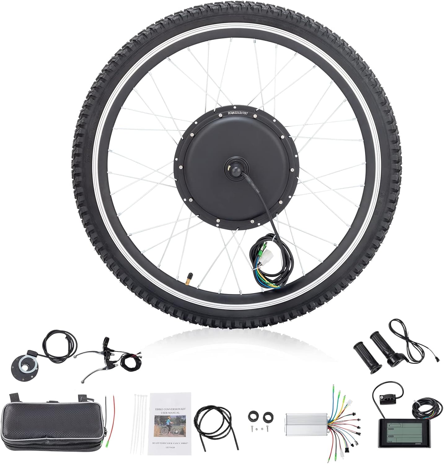 26" 48V 1000W Electric Fat Bike Conversion Kit Rear Wheel E-Bike Hub Motor Conversion Kit with LCD Display for Fat Tire Bike Frame Ebike Wheel Kit Cycling Brushless Gearless Hub Motor Kit