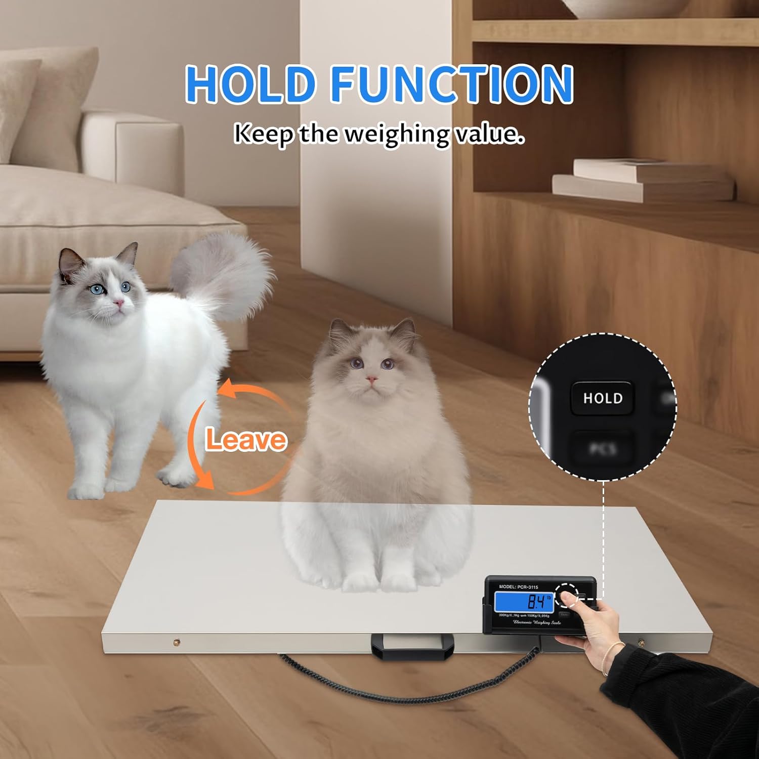 Veterinary Scale Digital Pet Scale Max 660lbs Heavy Duty Livestock Scale with Power Adapter W176