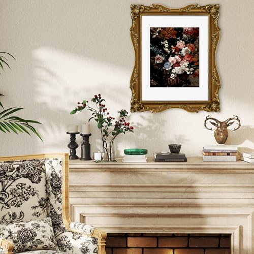 Black Vintage Picture Frame with Mat for 5x7 or 8x10 Photos E9622
