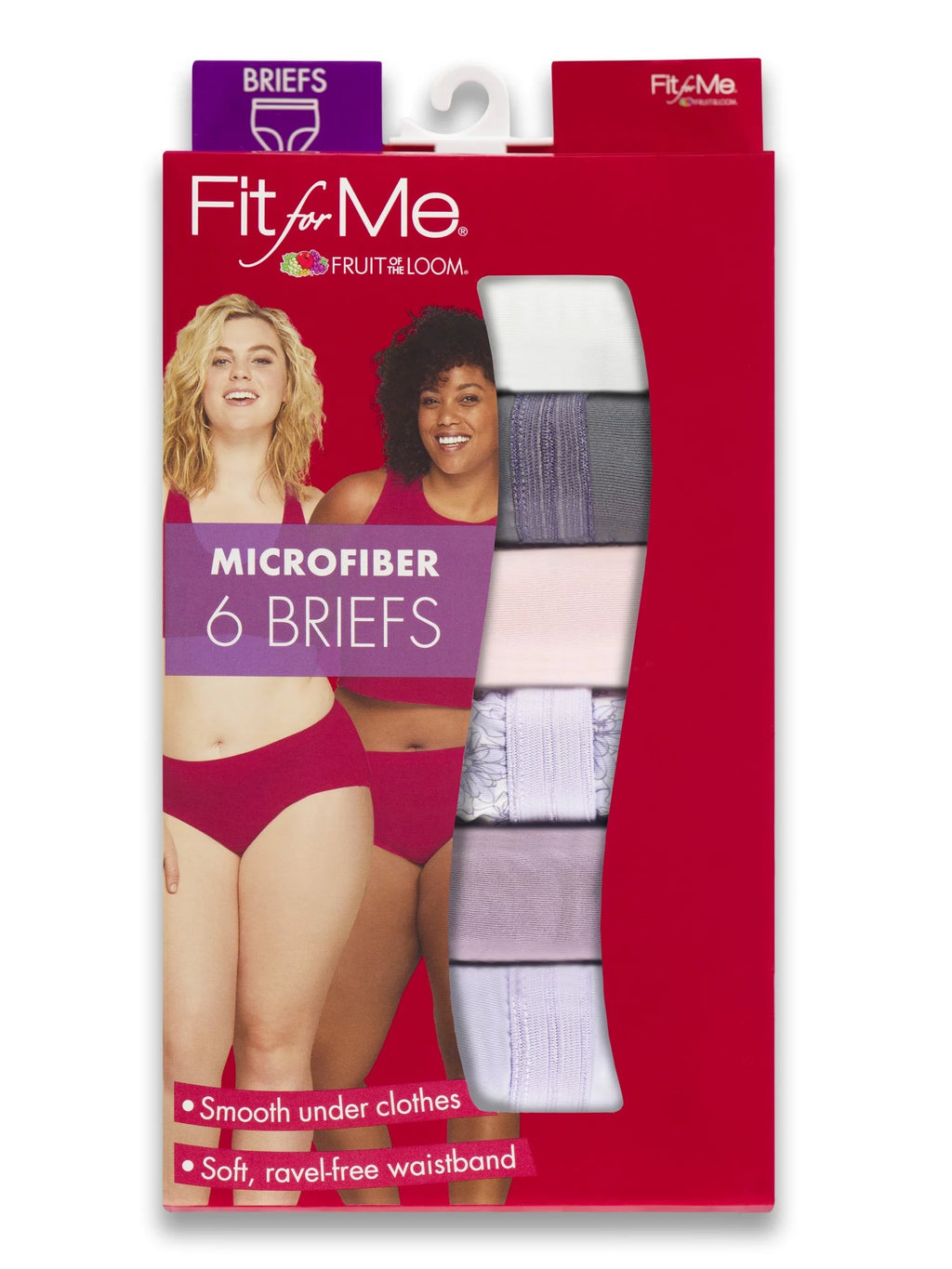 Fit for Me by Fruit of the Loom Women's Plus Size Microfiber Brief Underwear 6 Pack C9366