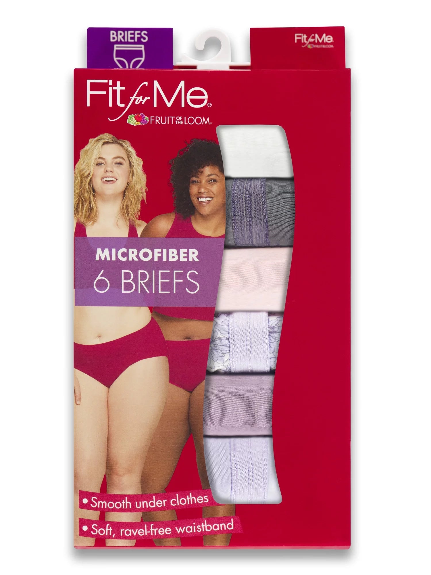 Fit for Me by Fruit of the Loom Women's Plus Size Microfiber Brief Underwear 6 Pack C9366
