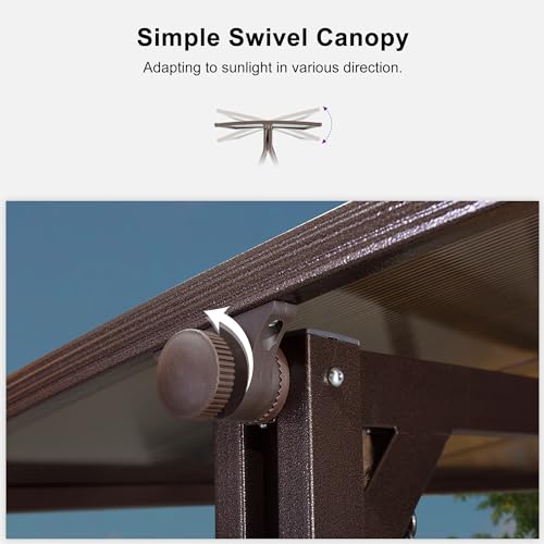 PURPLE LEAF Outdoor Patio Porch Swing with Adjustable Canopy, 3-Seat Bench, Grey W393