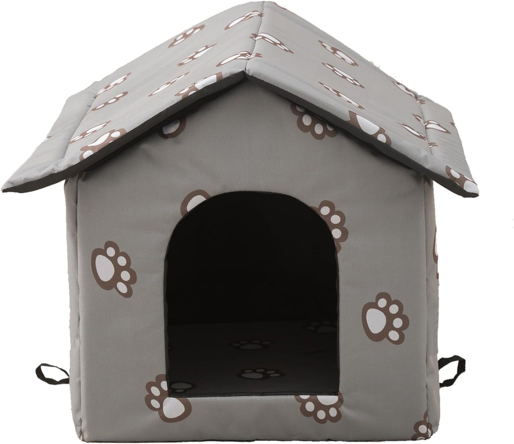Cat Houses for Outdoor Cats, Feral Cats Dogs House, Weatherproof Warm and Insulated Cat House with Transparent Curtain Pet House, Stray Cats Shelter (Grey, Large-Houses)
