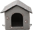Cat Houses for Outdoor Cats, Feral Cats Dogs House, Weatherproof Warm and Insulated Cat House with Transparent Curtain Pet House, Stray Cats Shelter (Grey, Large-Houses)