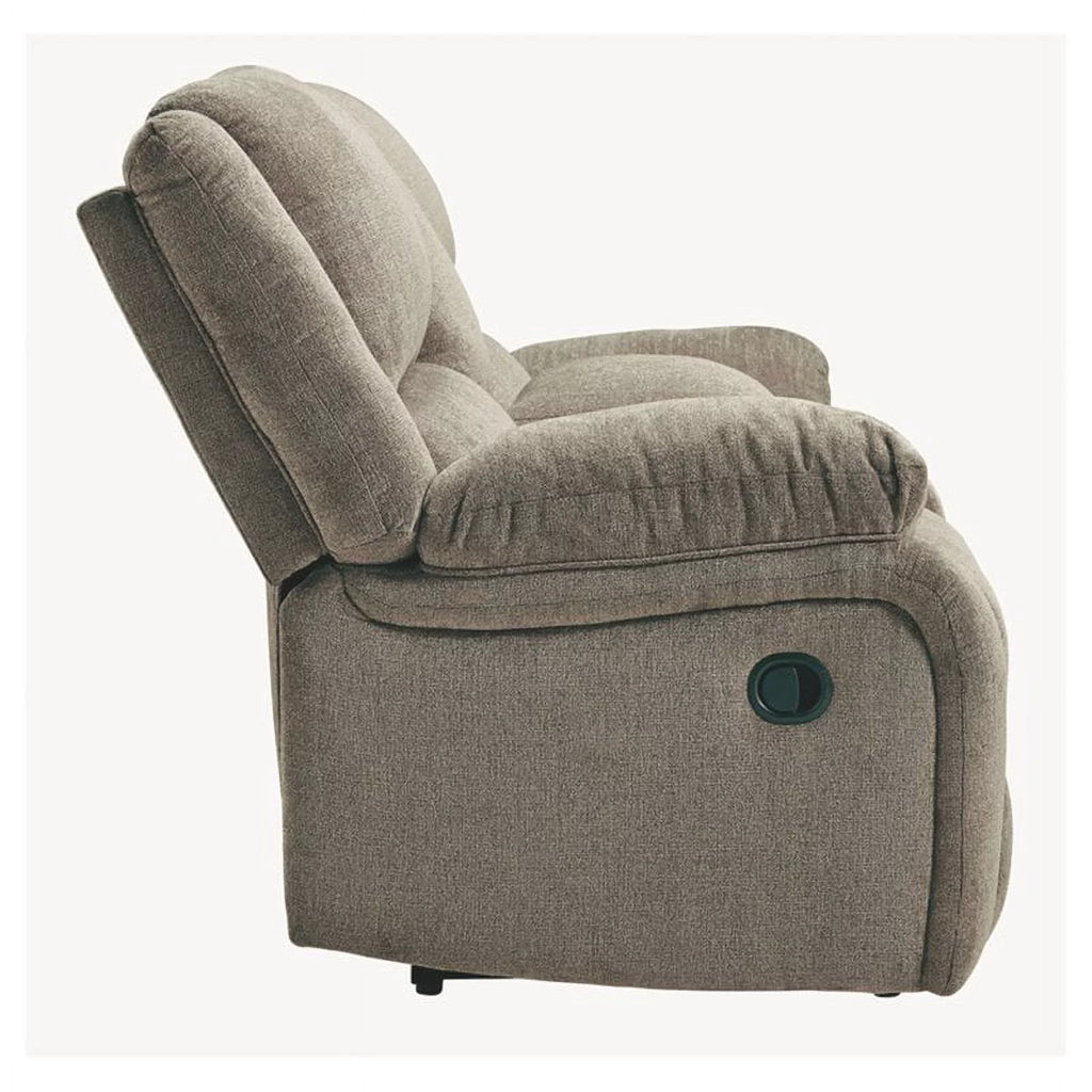 Bowery Hill Contemporary Fabric Reclining Loveseat with Console, Pewter Q6716