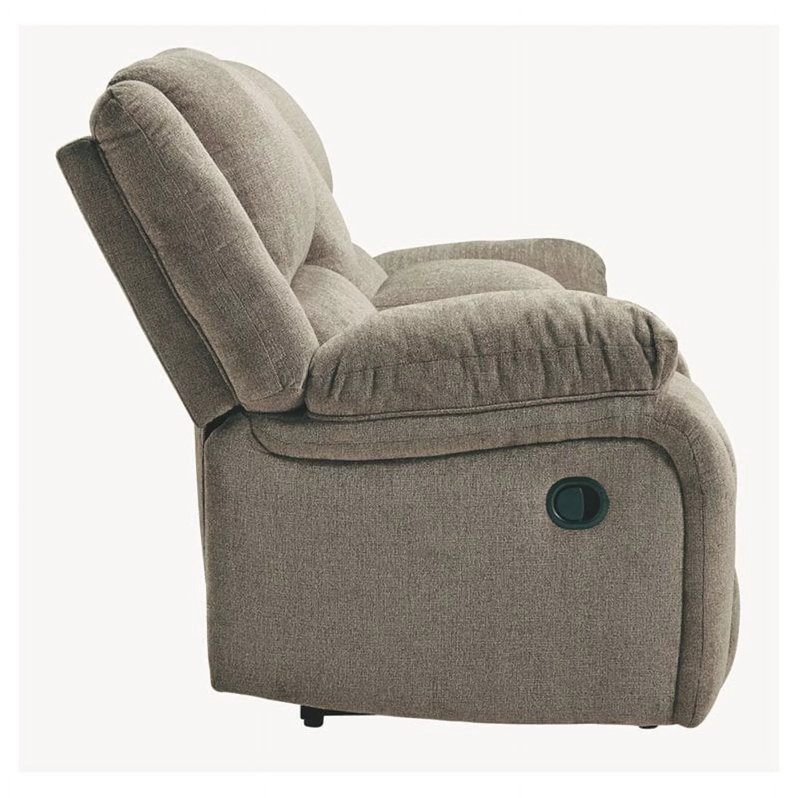 Bowery Hill Contemporary Fabric Reclining Loveseat with Console, Pewter Q6716