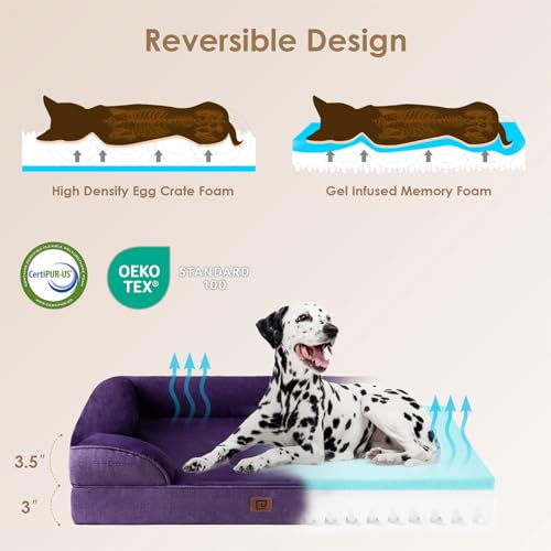 EHEYCIGA Orthopedic Dog Bed for Large Dogs, Waterproof Memory Foam, Grey J323