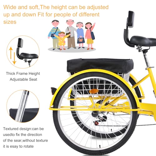 Adult Tricycle 26-Inch 3-Wheel Cruiser Bike with Basket and Adjustable Seat B1178