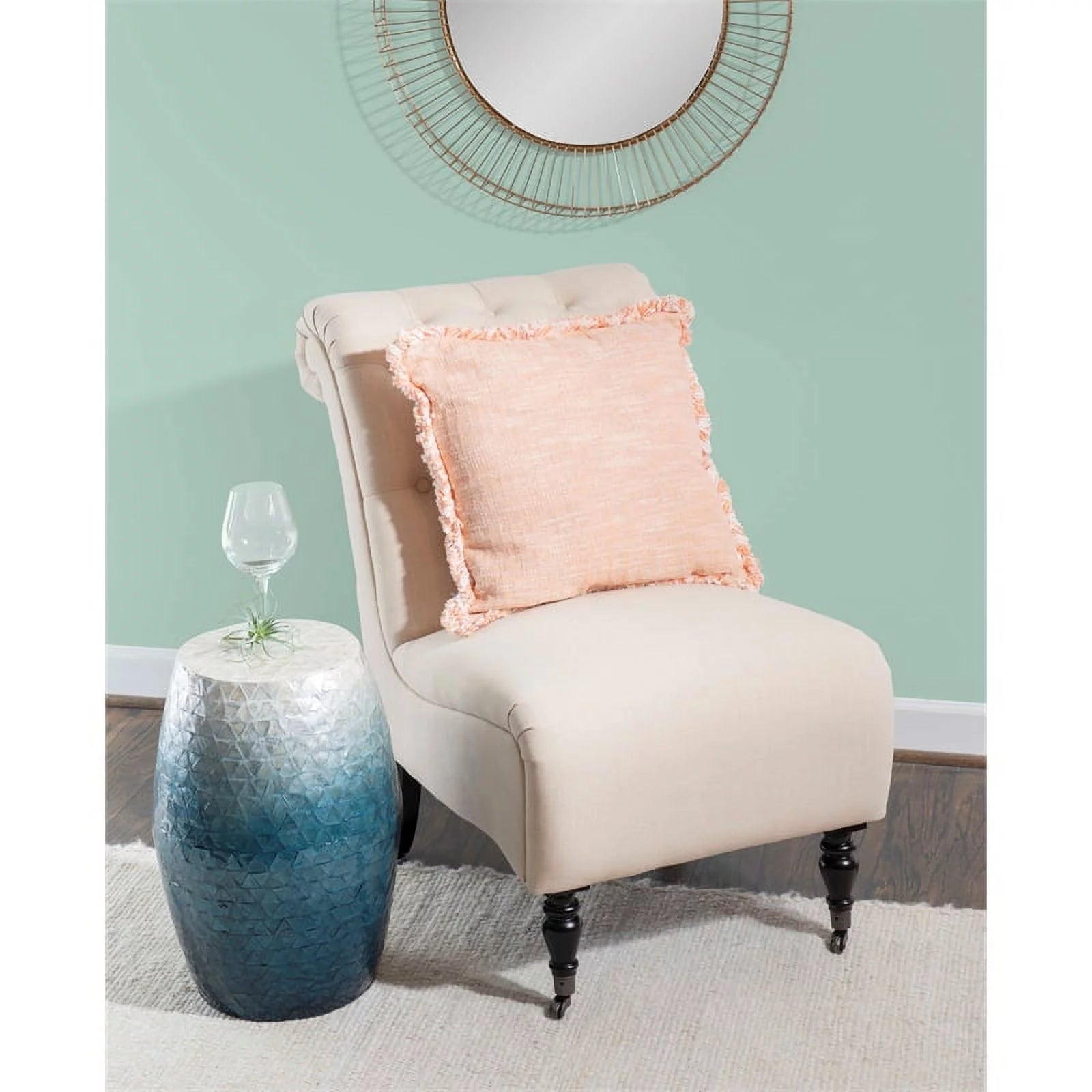 Riverbay Furniture Ombre Capiz Mosaic Drum Table Blue T110