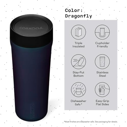 Corkcicle Commuter Cup Travel Mug Insulated Coffee Mug with Lid 17 oz Dragonfly J36810