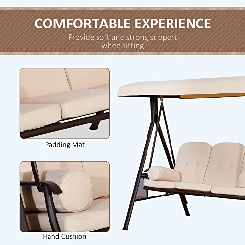 Outsunny 3-Seat Patio Swing Chair with Adjustable Canopy, Brown U4460