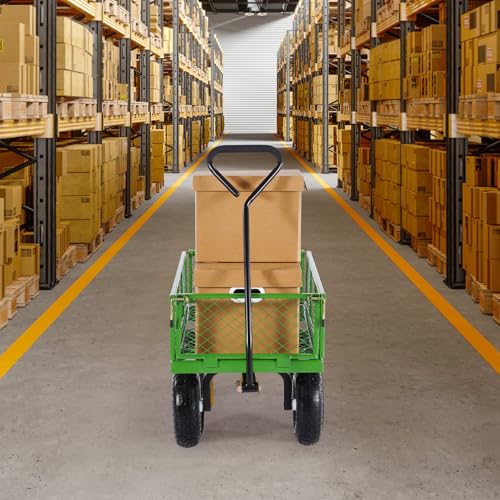 VEVOR 900 Lbs Heavy Duty Steel Garden Cart with 10" Tires and Removable Sides J262