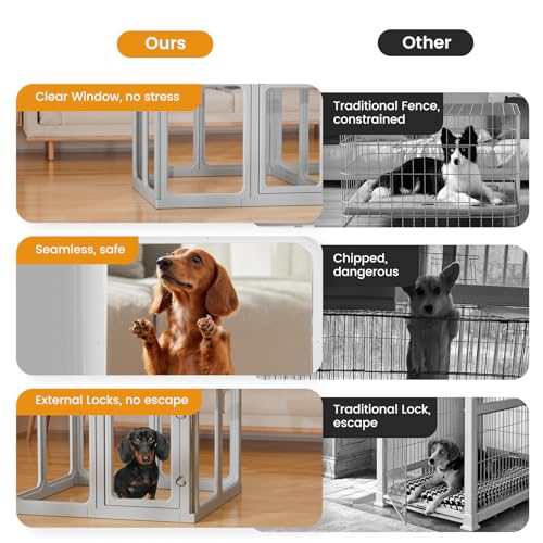 Clear Acrylic Dog Playpen 24" H Indoor Pet Fence for Puppy Small Dog Rabbit Cat R696