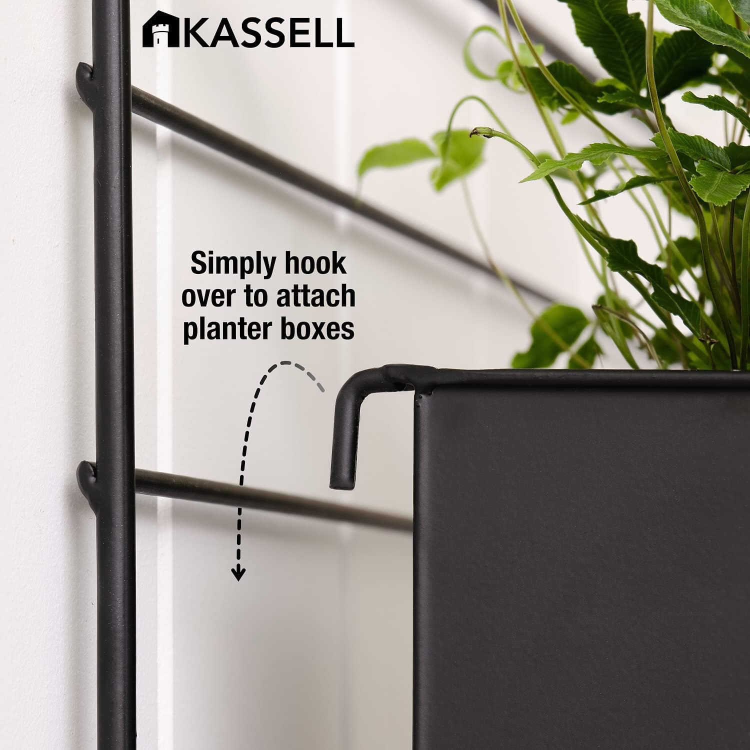 KASSELL Vertical Garden Wall Planter, Wall Mounted, All Metal Black H82295
