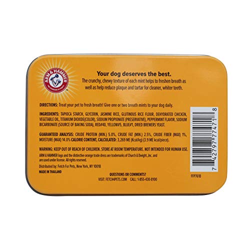 Arm & Hammer for Pets Dental Mints for Dogs, Fresh Breath, Chicken Flavor, 40 Count R206268