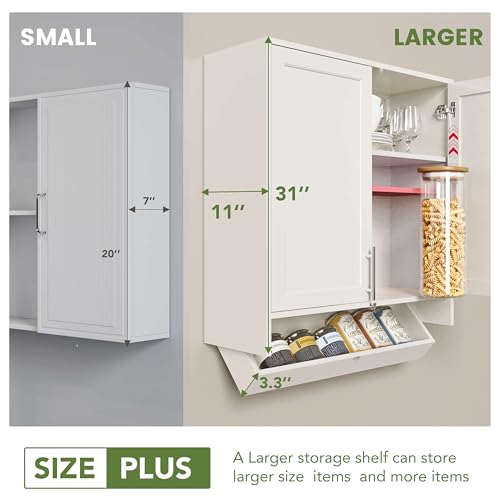 Wall Storage Cabinet with Two Shaker Doors and Shelf, Grey, 24"W, 2 Pcs N34755