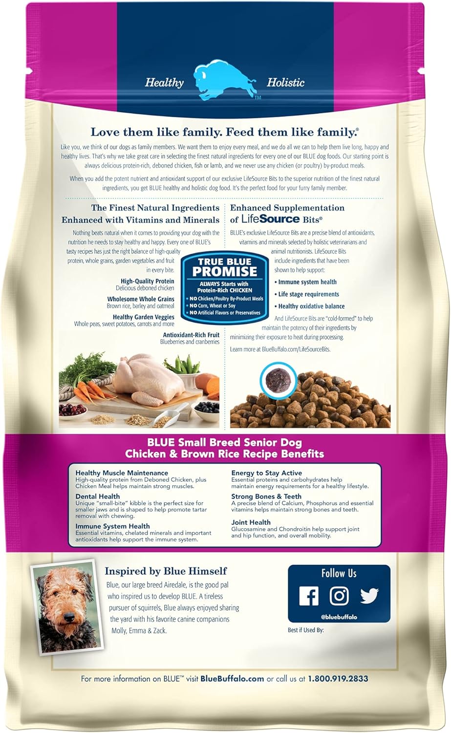 Blue Buffalo Life Protection Formula Senior Small Breed Dry Dog Food, Chicken and Brown Rice 6-lb D433303