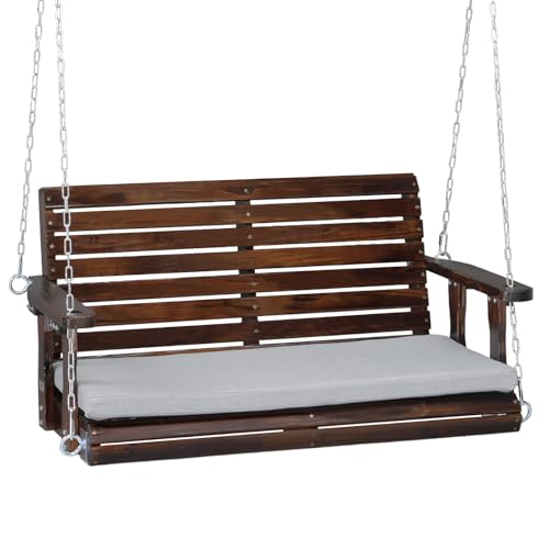 VINGLI Heavy Duty 880 LBS Patio Wooden Porch Swing with Extra Cushion, 5 FT Y211