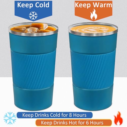 4 Pack Insulated Stainless Steel Coffee Mug with Lid, 17oz F309