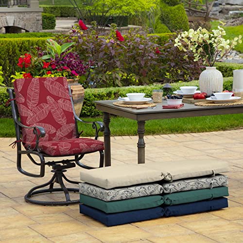 Arden Outdoor Dining Chair Cushion, 20 x 20, Rain-Proof, Peacock Blue Green Texture J4105