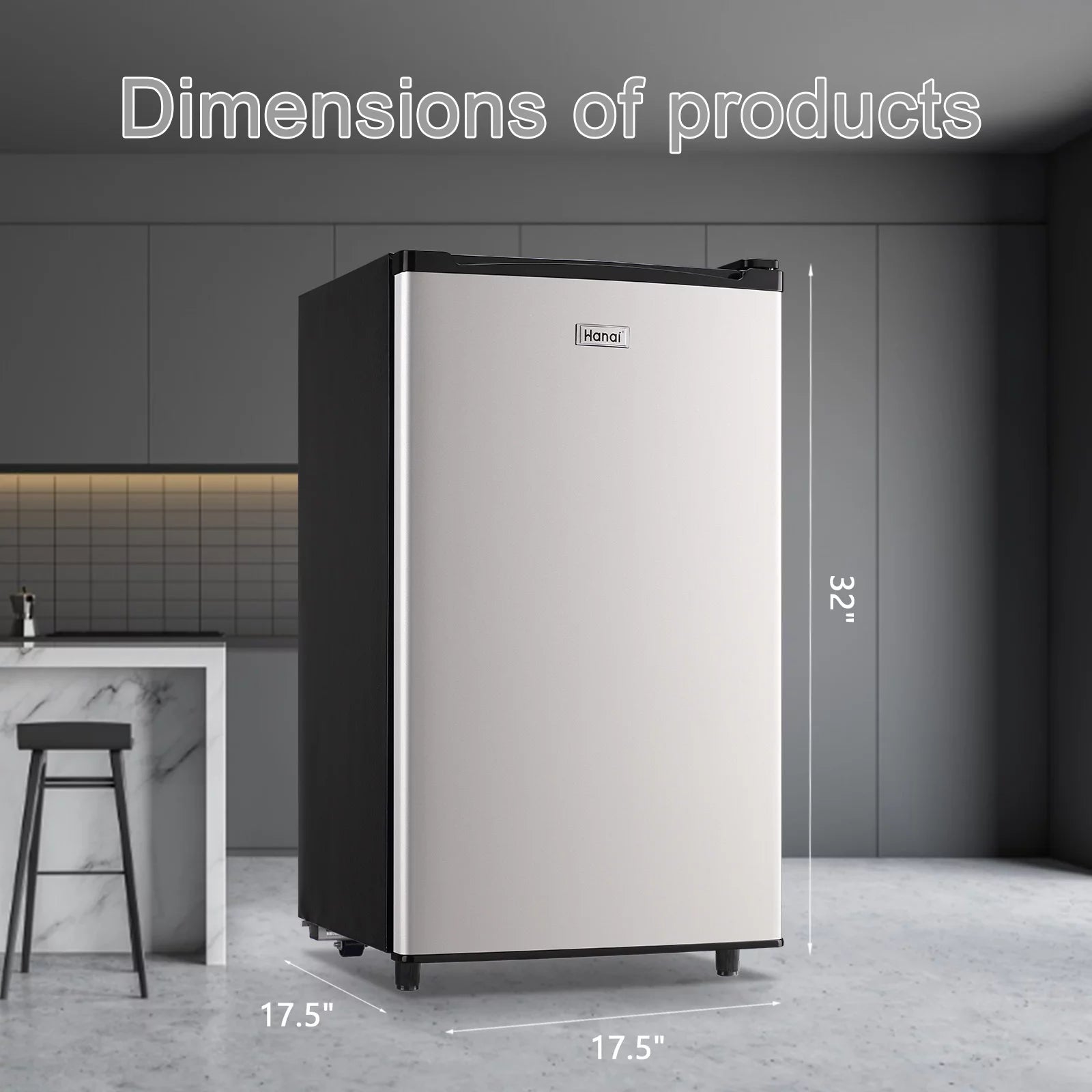 WANAI Mini Refrigerator 3.2 Cu.Ft Single Door, Black E553