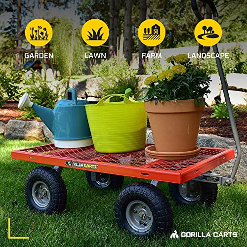 Gorilla Carts Steel Utility Wagon with Removable Side Panels, 1000 lb Capacity, Gray U674568