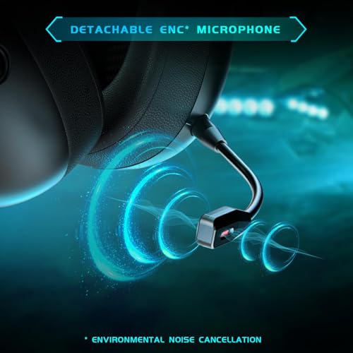 Wireless Gaming Headset with Noise Canceling Mic for PS5, PS4, PC, Switch - Black P129
