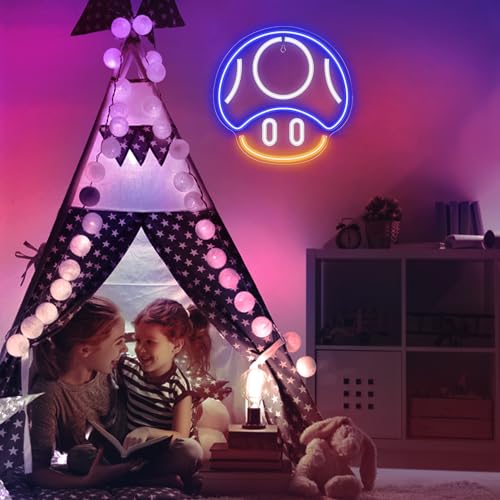 Kavaas Gaming Neon Sign Mushroom Wall Decor for Game Room, Red K6405