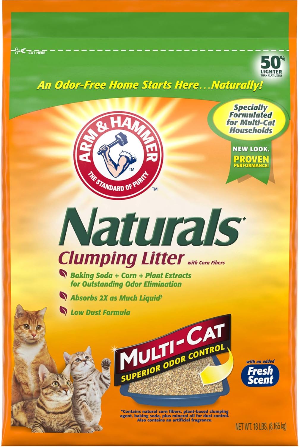 ARM HAMMER Naturals Cat Litter, Multi Cat, 18lb Bag