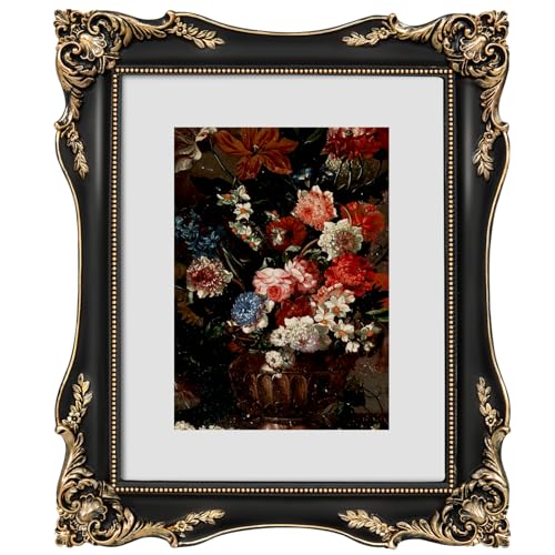 Black Vintage Picture Frame with Mat for 5x7 or 8x10 Photos E9622