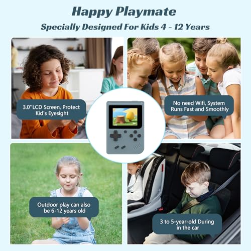 Retro Handheld Games Console with 400 Built-in Games, 3.0 Inch IPS Screen, Gray N346564