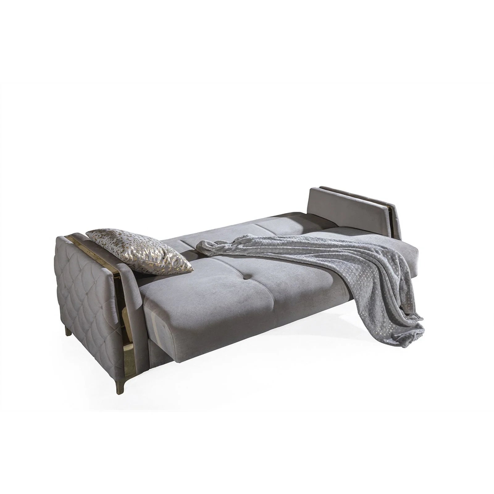 Lust Modern Sofa with Wood Frame and Under-Seat Storage, Taupe Q61227
