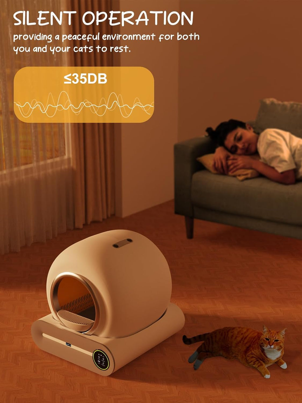 MESILIVO Smart Self-Cleaning Litter Box for Multiple Cats, White T3114
