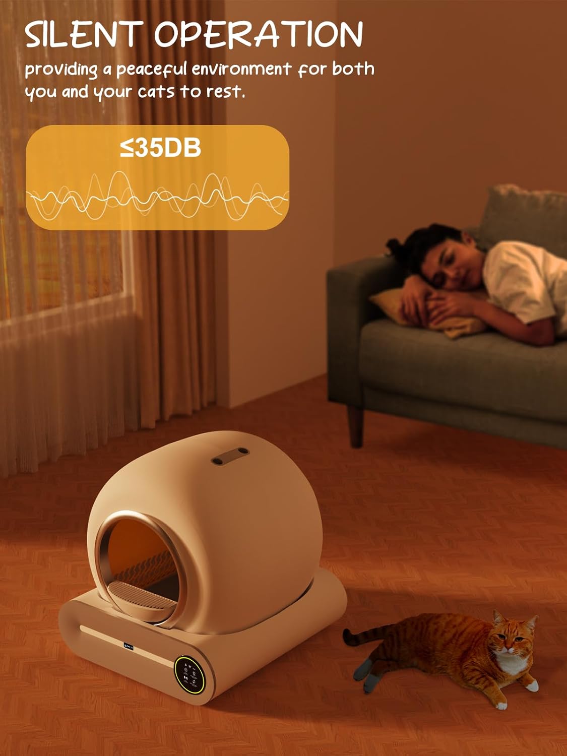 MESILIVO Smart Self-Cleaning Litter Box for Multiple Cats, White T3114
