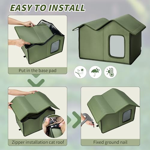 2THESTARS Outdoor Cat House Waterproof Insulated Shelter with Removable Washable Cover Z56840