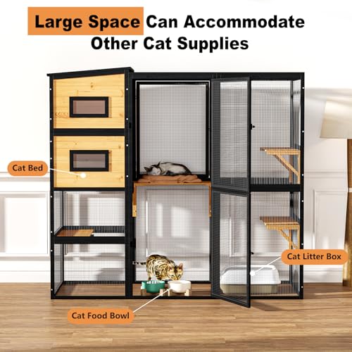 Catio Outdoor Cat Enclosure, Large Walk-in Cat Cage with Waterproof Cover, 72 inch X803947