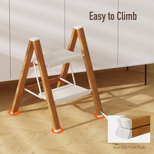 2 Step Lightweight Aluminum Folding Ladder with Anti-Slip Pedals, 330 lbs Capacity D5199