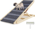 Dog Ramp for Bed, Folding Wooden Pet Ramp for Small Large Dogs Cats, 7 Adjustable Height from 10.8" to 26.6", Portable Stable Dog Pet Steps for Car Couch High Bed, Supports Up to 200lbs