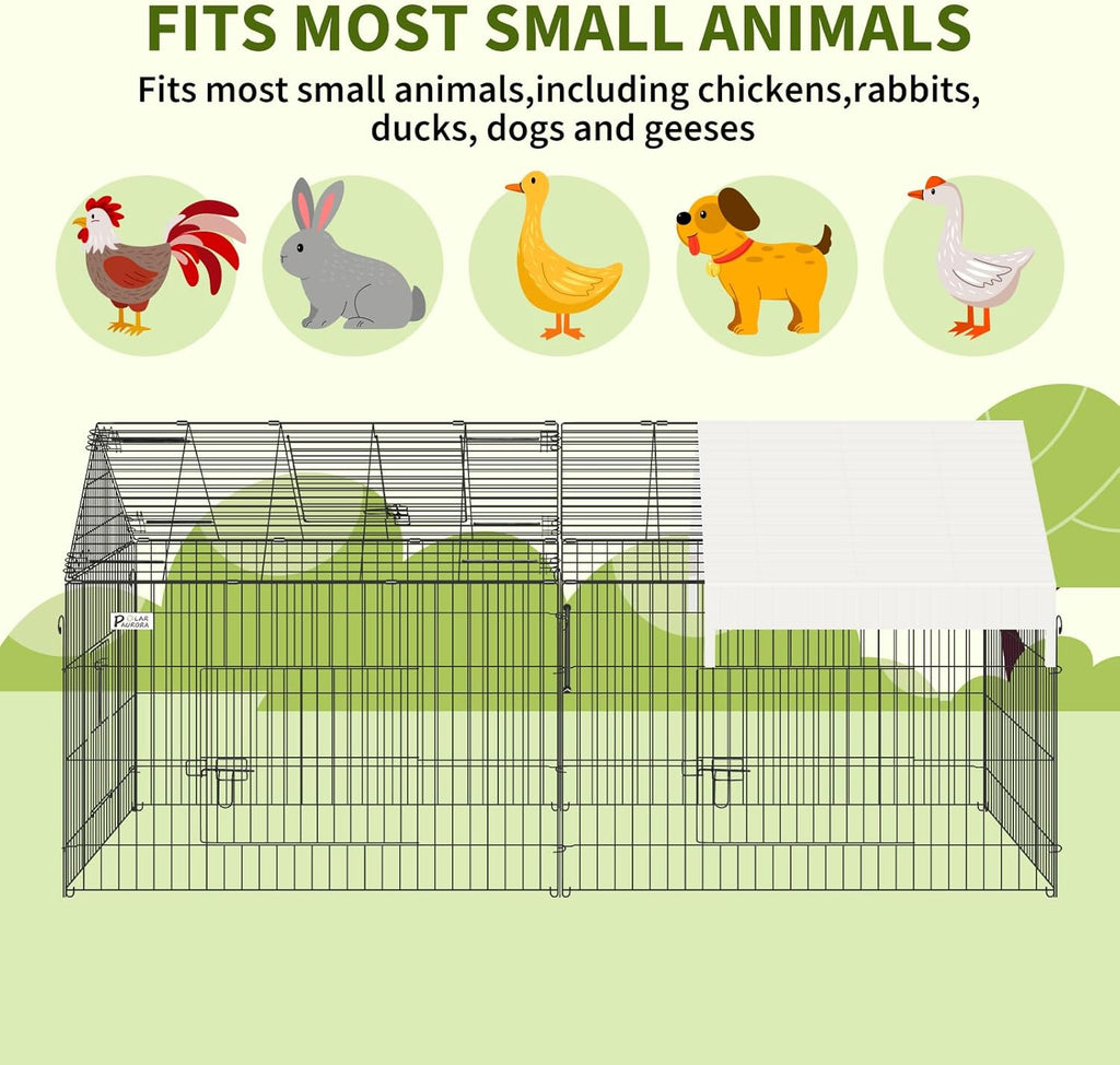 Polar Aurora Chicken Coop 87"x41" Metal Chicken Run Cage with Cover for Outdoor Yard B636